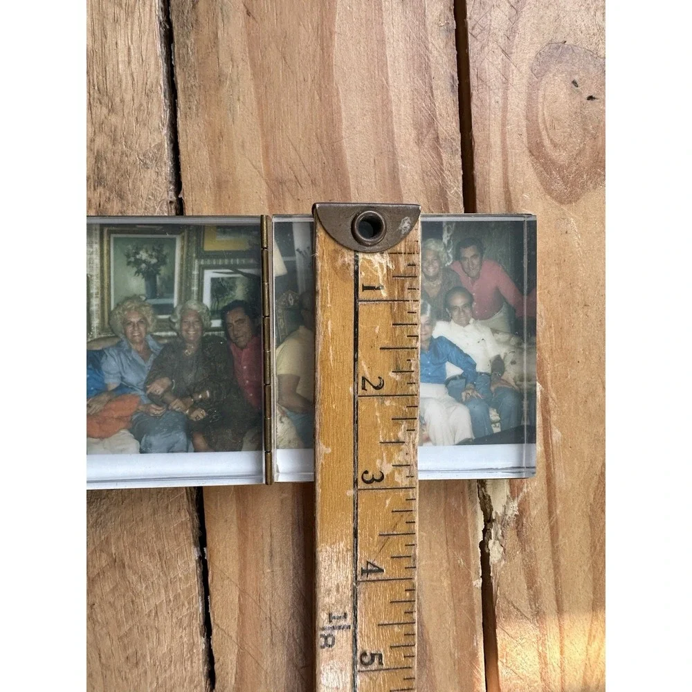 Vintage Hinged Double Photo Picture‎ Frame Gold Tone Metal Mid Century